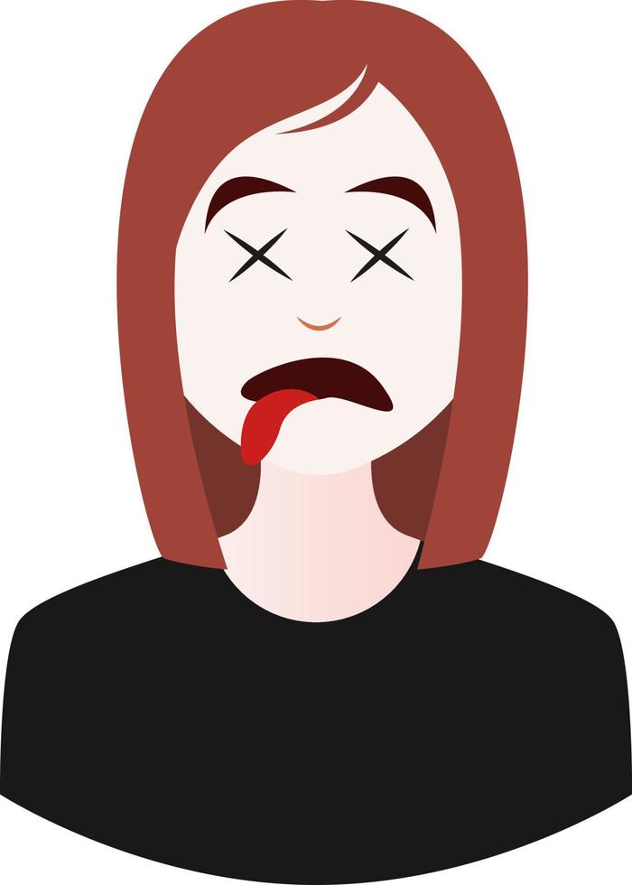 Dead girl emoji, illustration, vector on white background