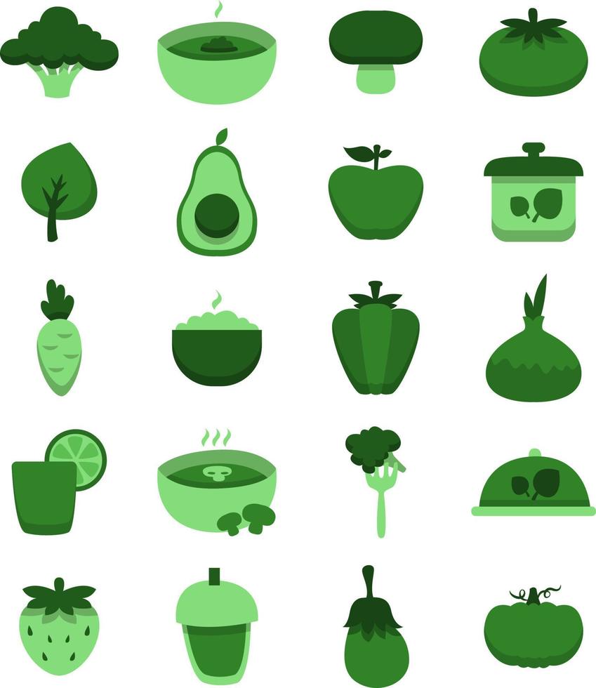 Vegetarian icon set, icon, vector on white background.