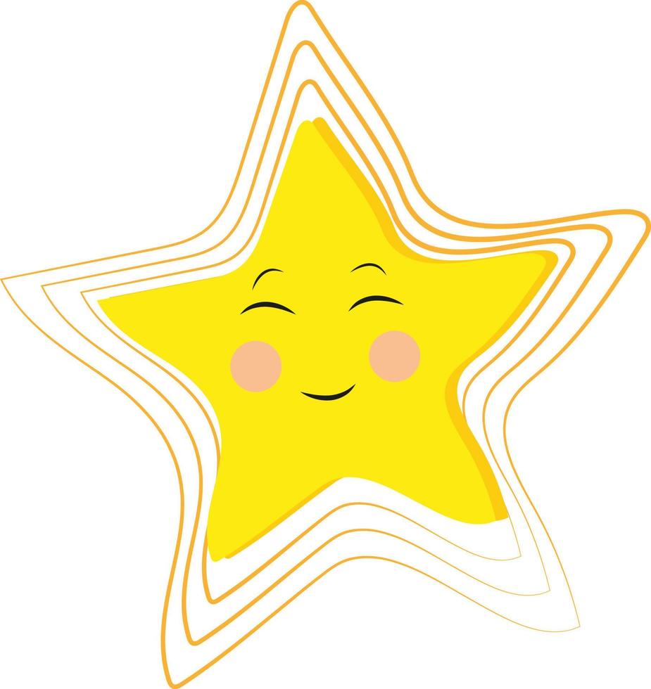 estrella muy feliz, icono, vector sobre fondo blanco.