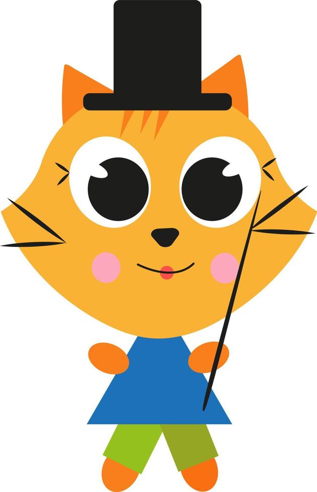 Kitty magician, icon, vector on white background.