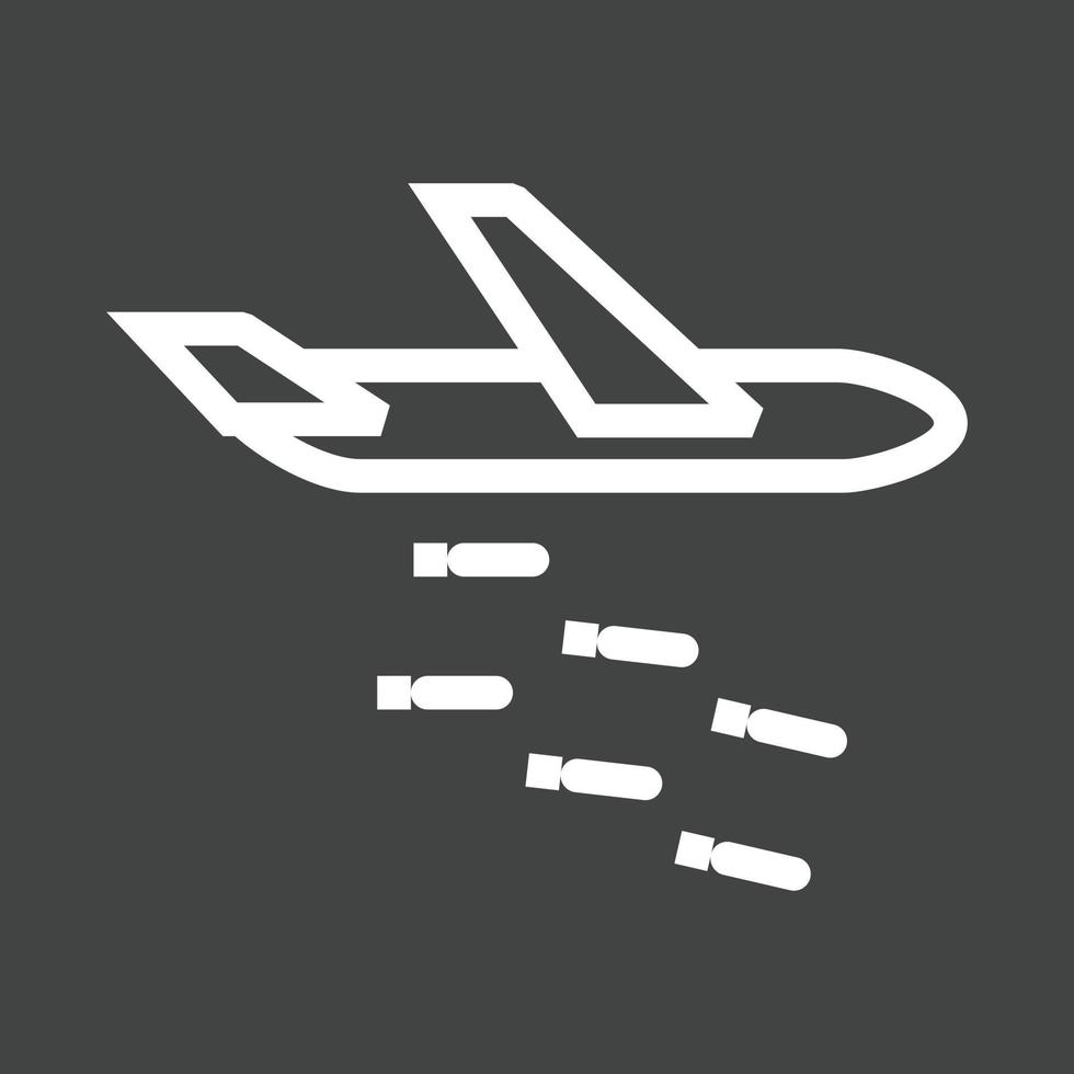 Plane dropping missiles Line Inverted Icon vector