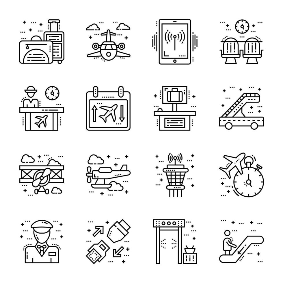 Collection of Airport Line Icons vector