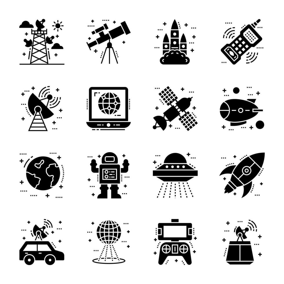 Pack of Space Glyph Icons vector