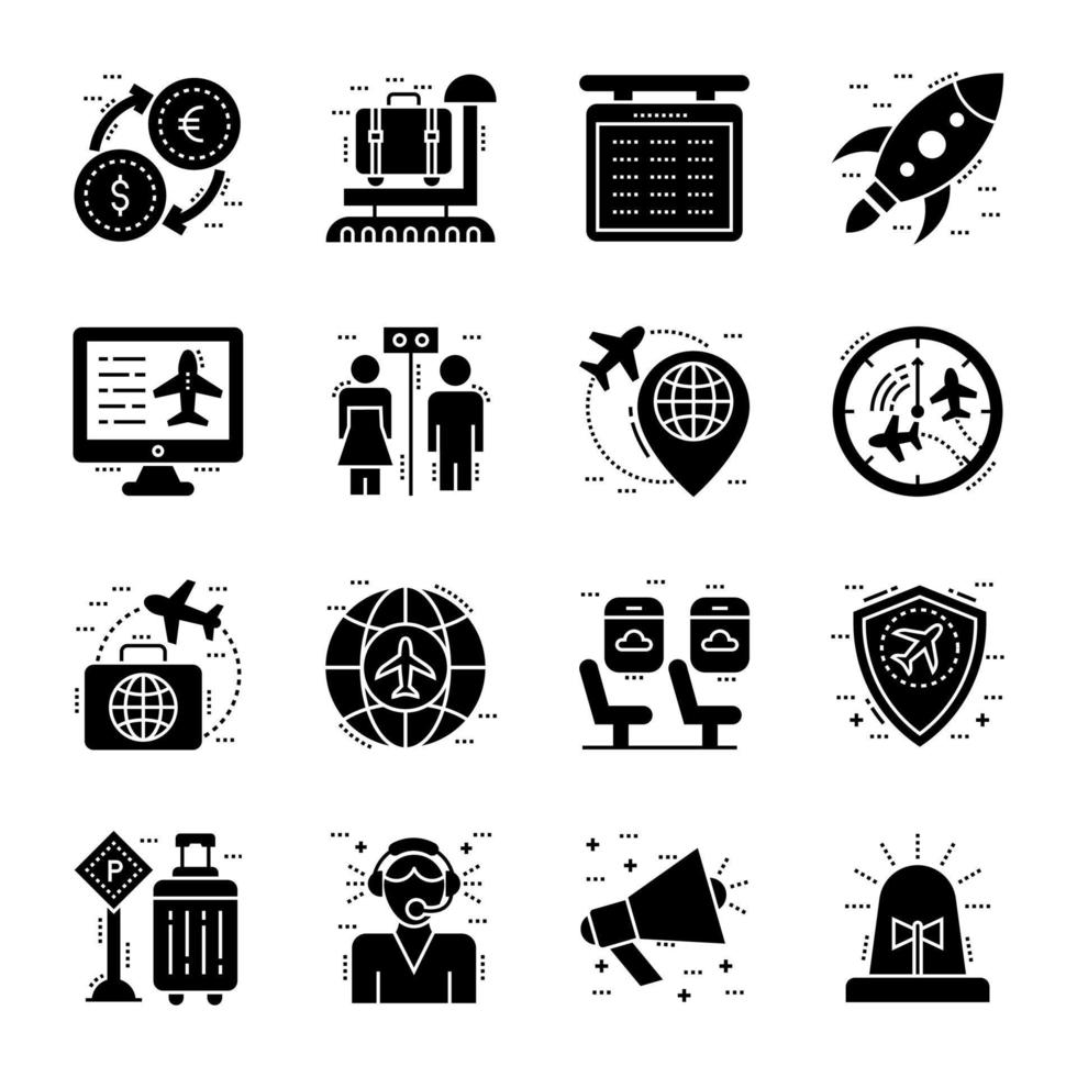 paquete de iconos de glifos de viaje vector