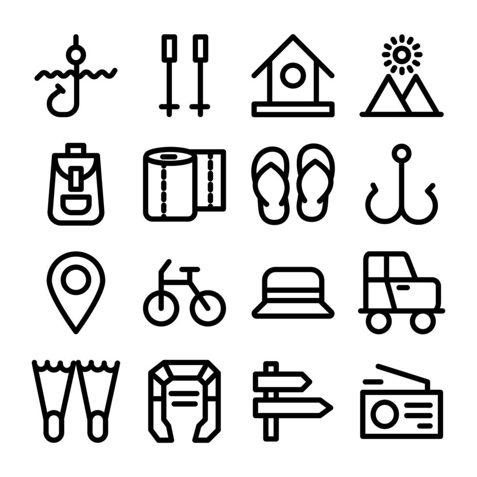 paquete de iconos de línea de vacaciones vector