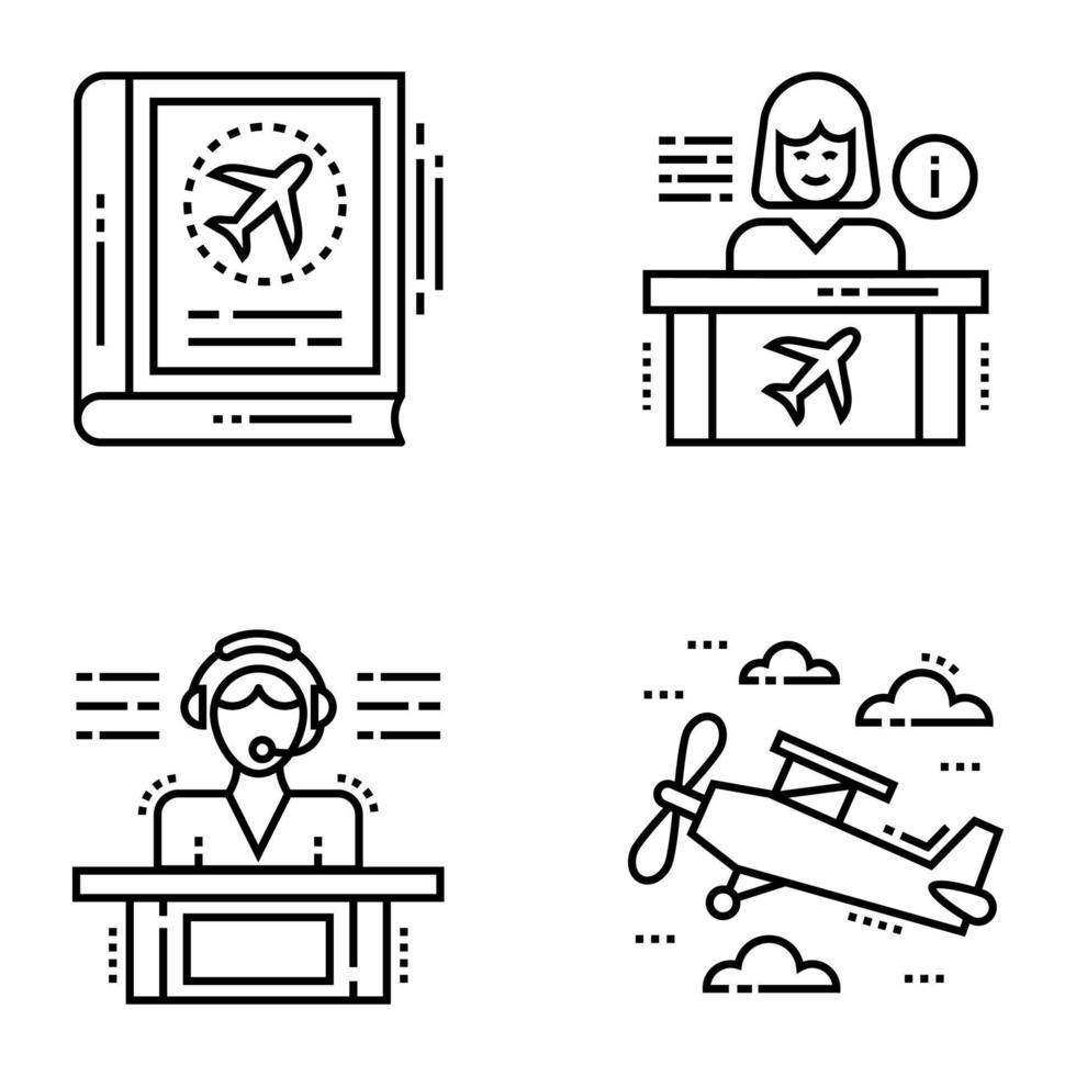 Set of Airport Services Line Icons vector