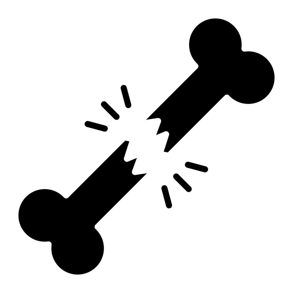 Broken Bone Glyph Icon vector