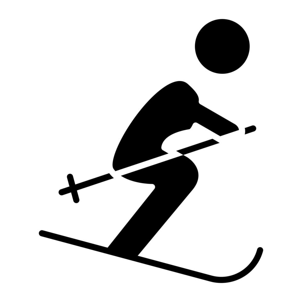 Skiing Glyph Icon vector