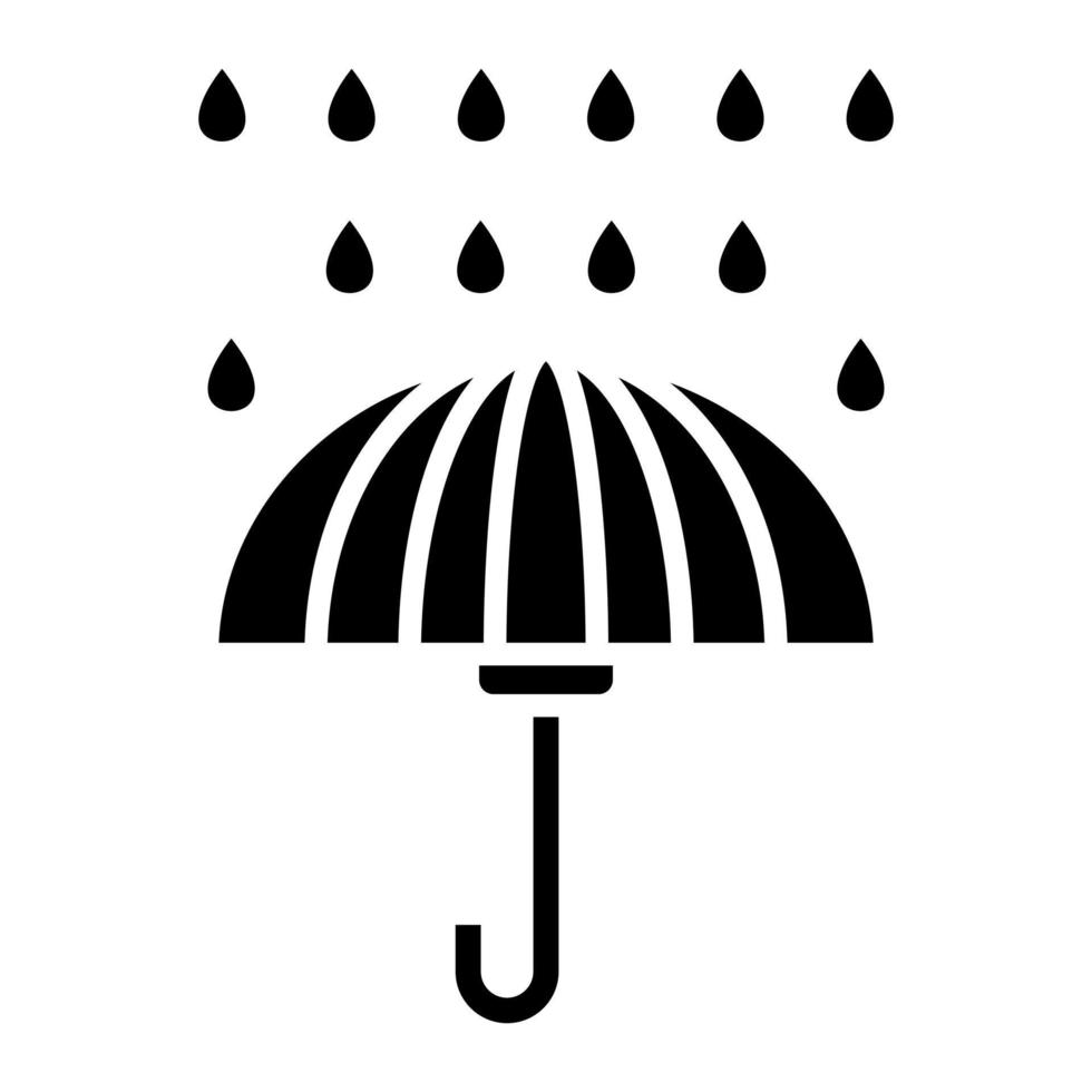 Umbrella with Rain Drops Glyph Icon vector