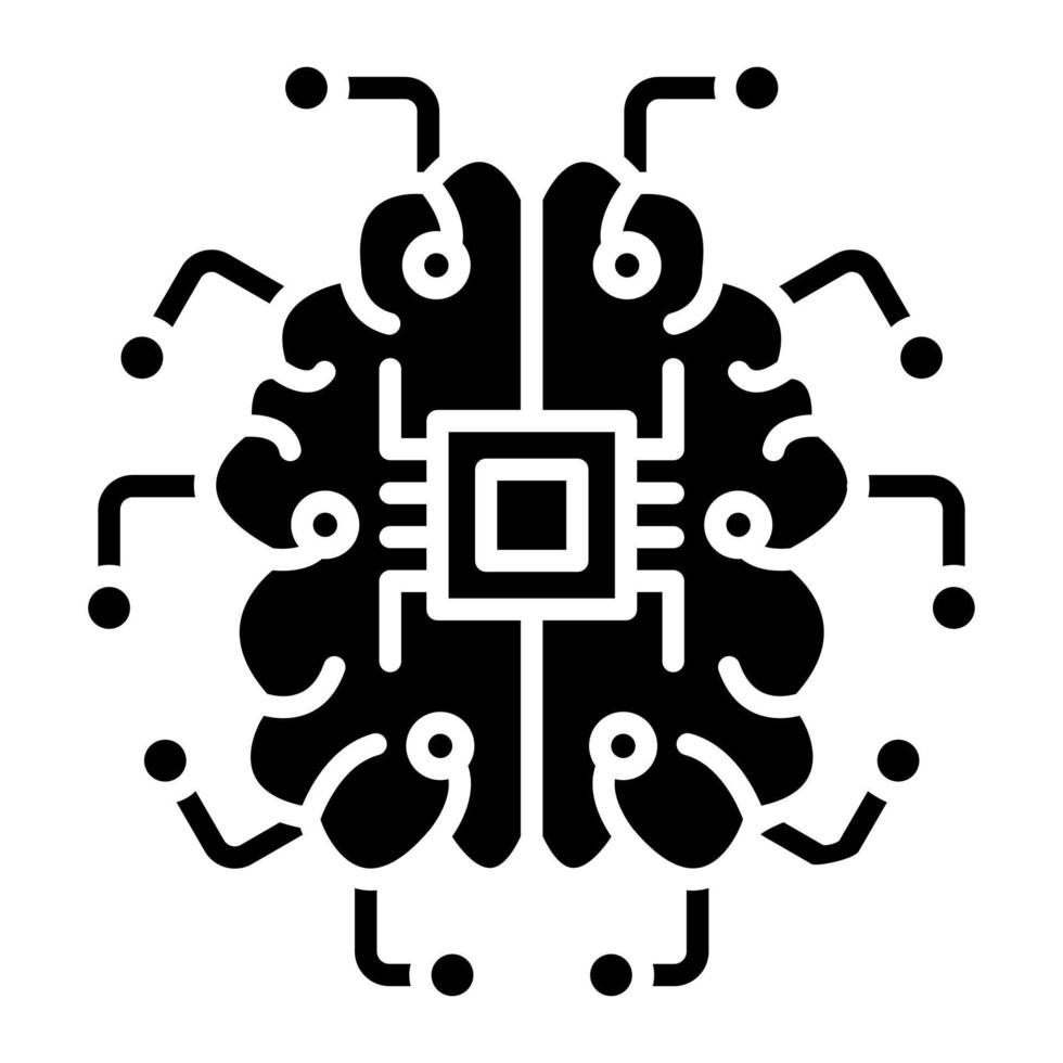 Brain Circuit Glyph Icon vector