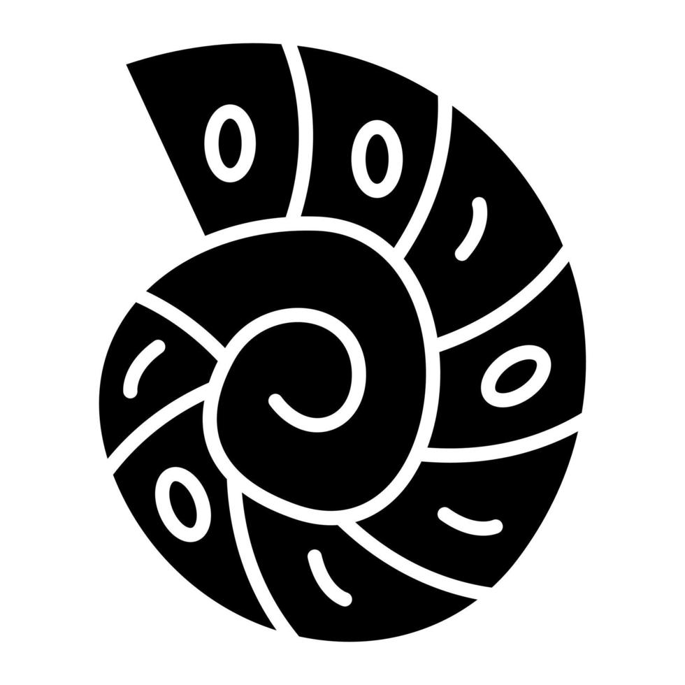 icono de glifo de concha espiral vector