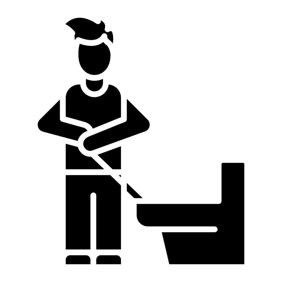 Man Cleaning Bathroom Glyph Icon vector