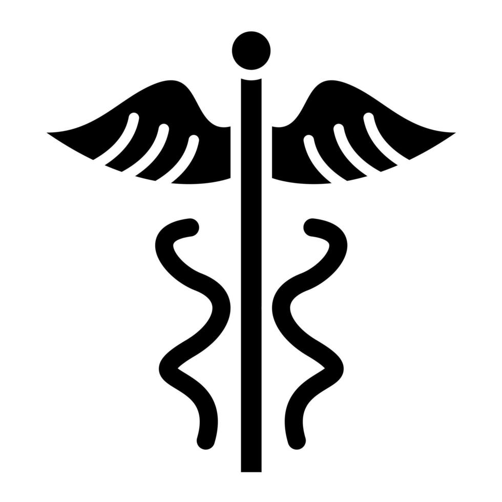 icono de glifo de caduceo vector