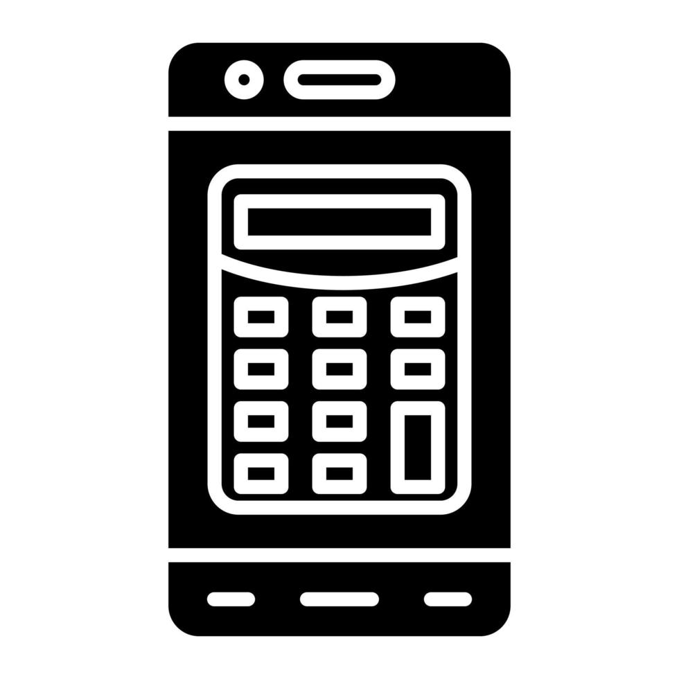 Mobile Calculator Glyph Icon vector