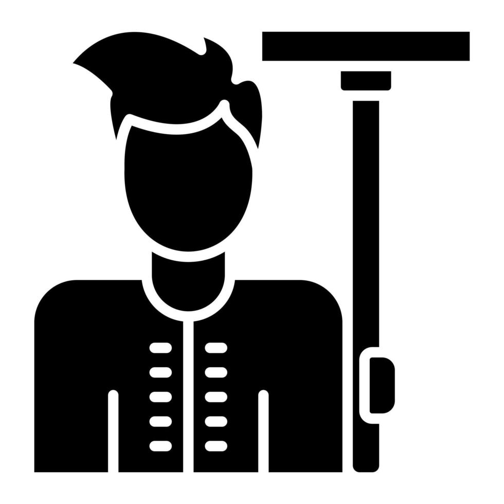 Man Holding Wiper Glyph Icon vector