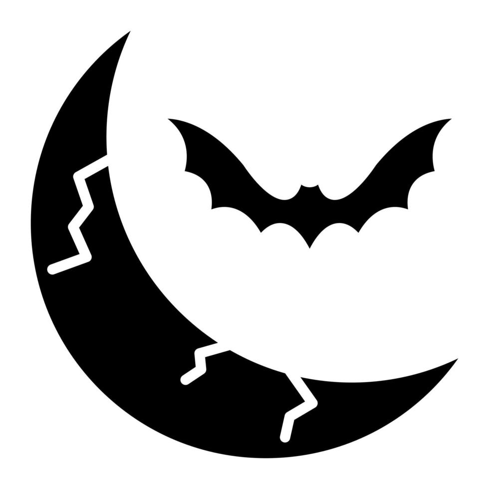 Halloween Moon Glyph Icon vector