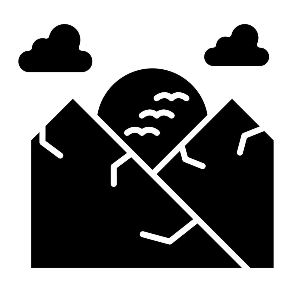 Sunset Landscape Glyph Icon vector