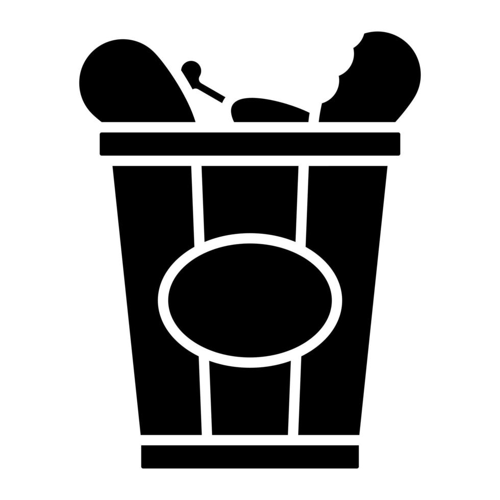 Chicken Bucket Glyph Icon vector