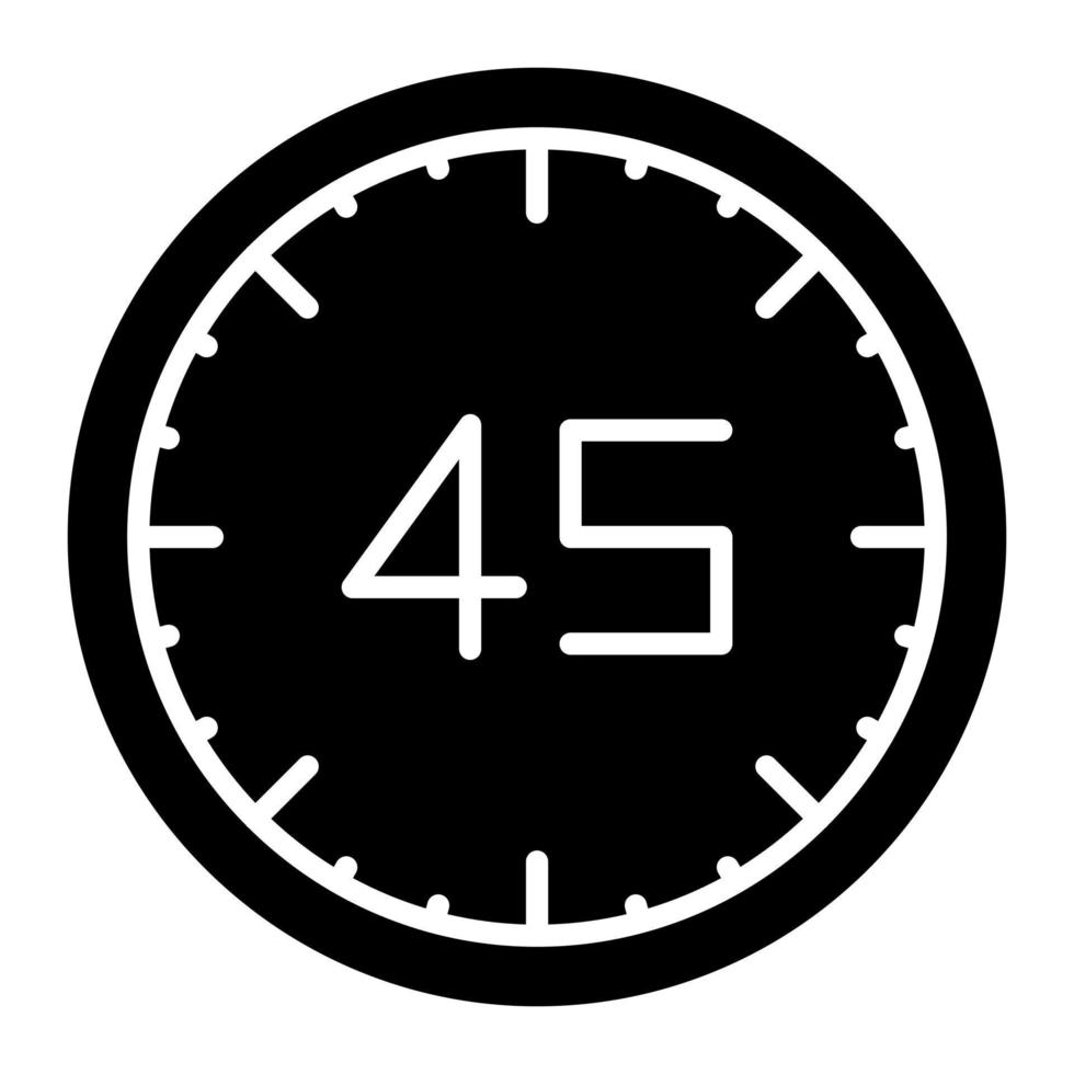 45 Minutes Glyph Icon vector