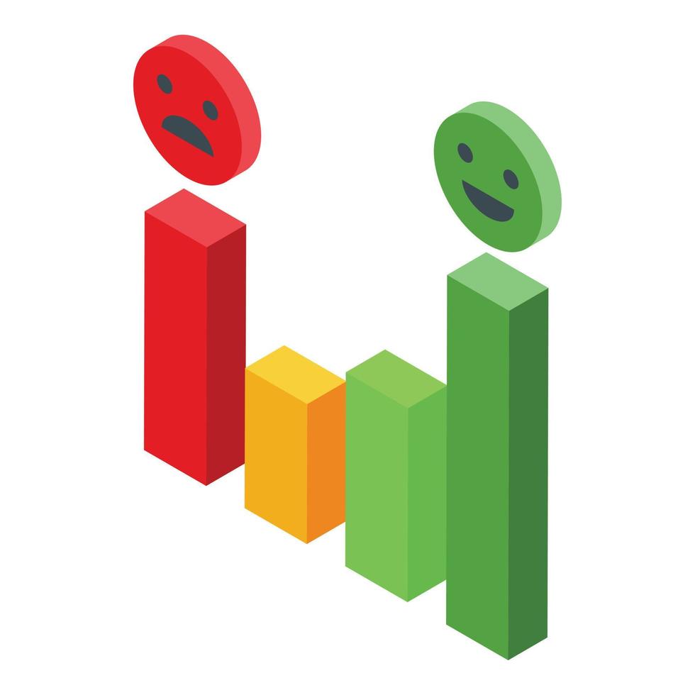 Satisfaction level bars icon isometric vector. Customer feedback vector