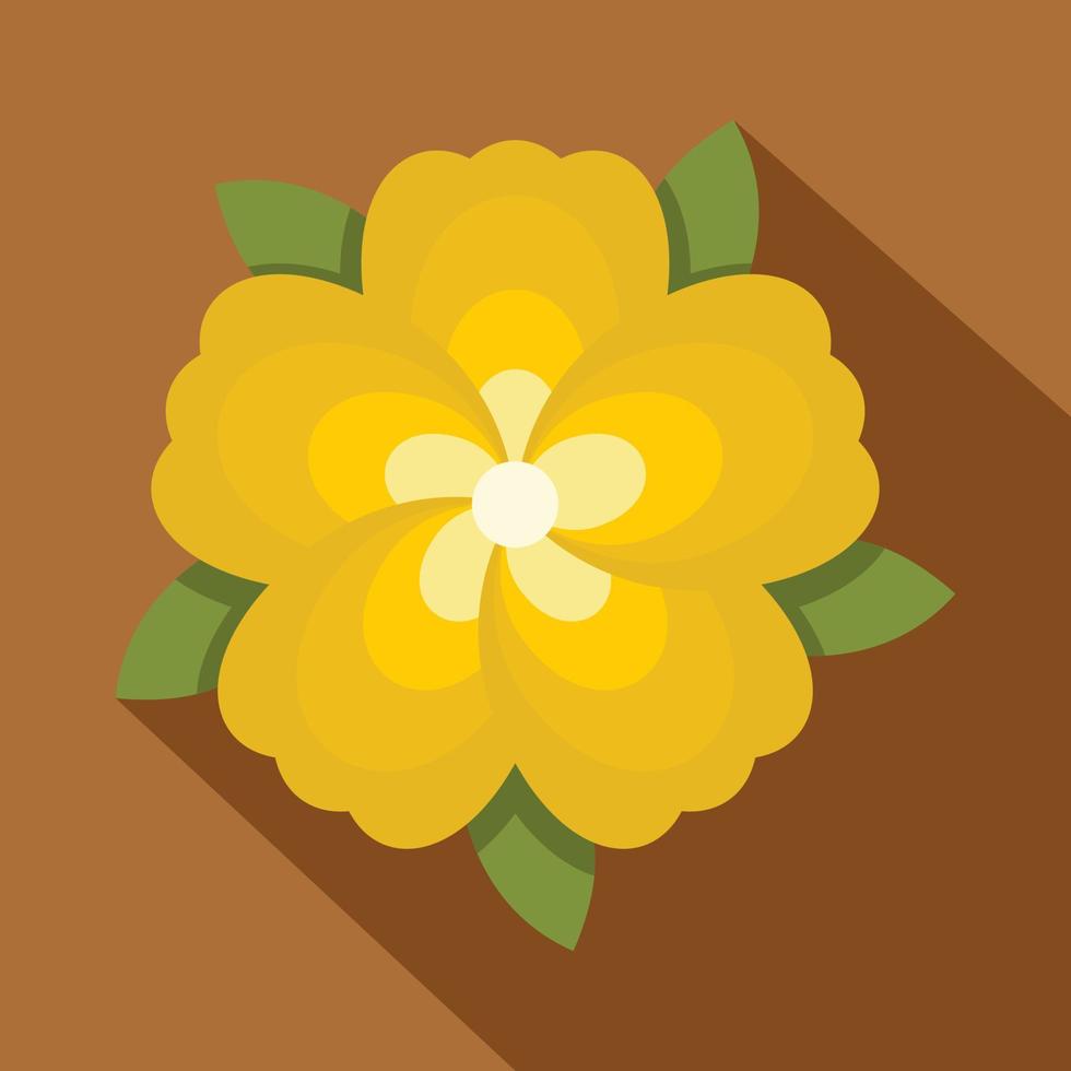 Yellow flower icon, flat style vector