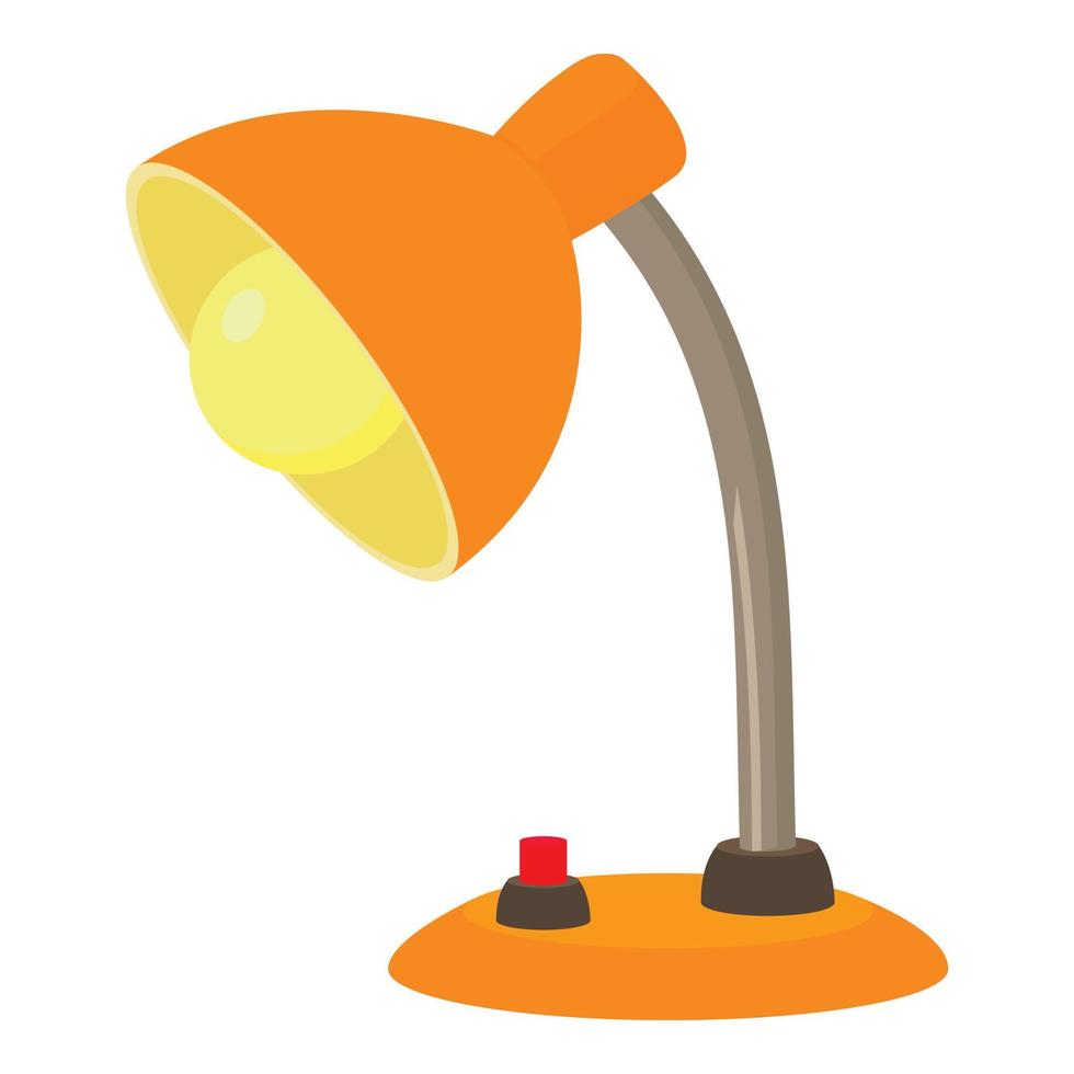 Orange desk lamp icon, cartoon style vector