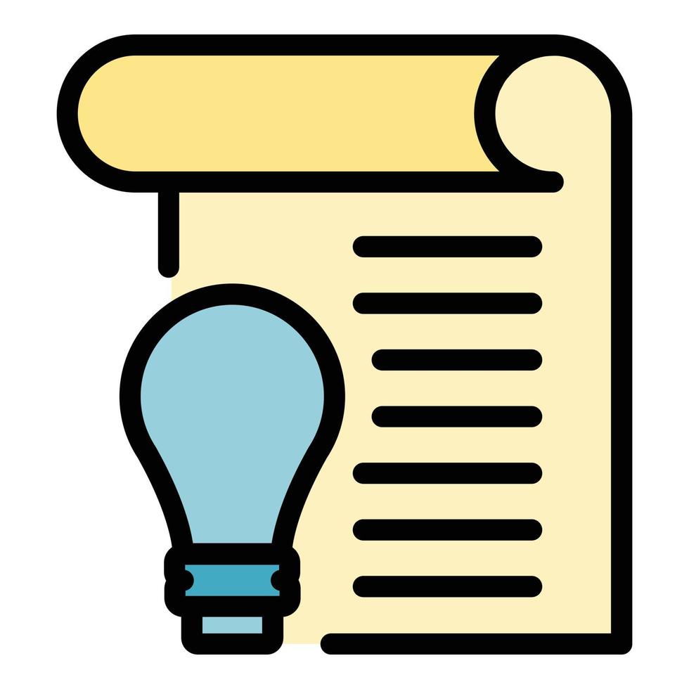 Light bulb idea report icon color outline vector