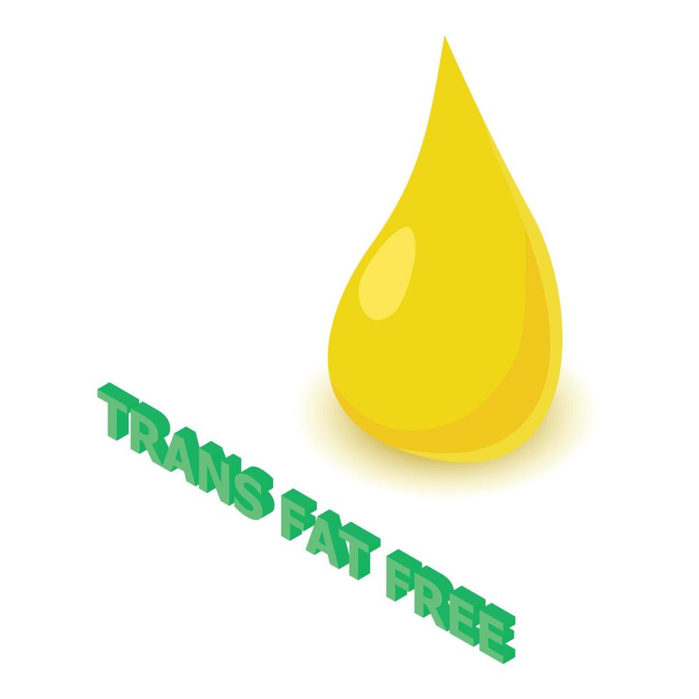 Trans fat allergen free icon, isometric style vector