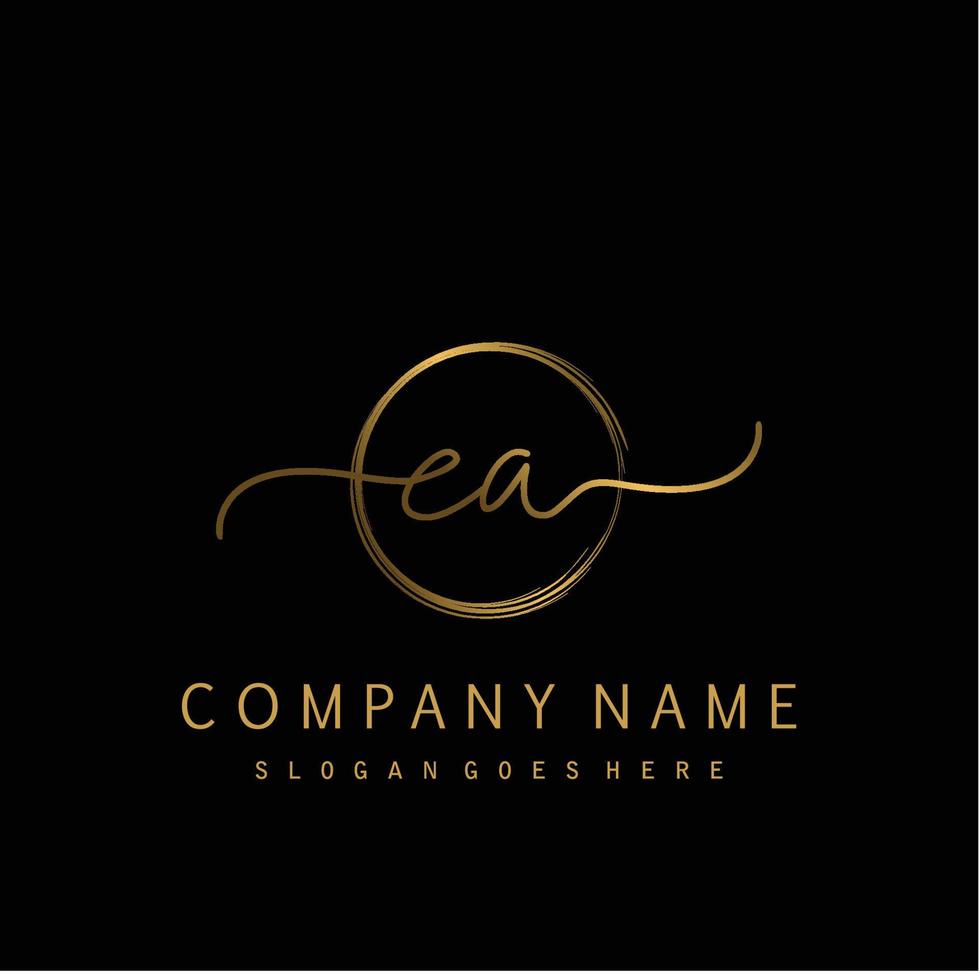 Initial EA handwriting logo with circle hand drawn vector