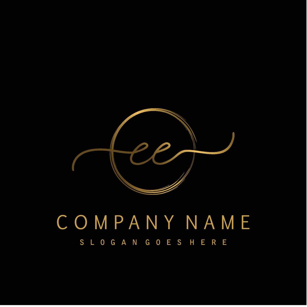 Initial EE handwriting logo with circle hand drawn vector