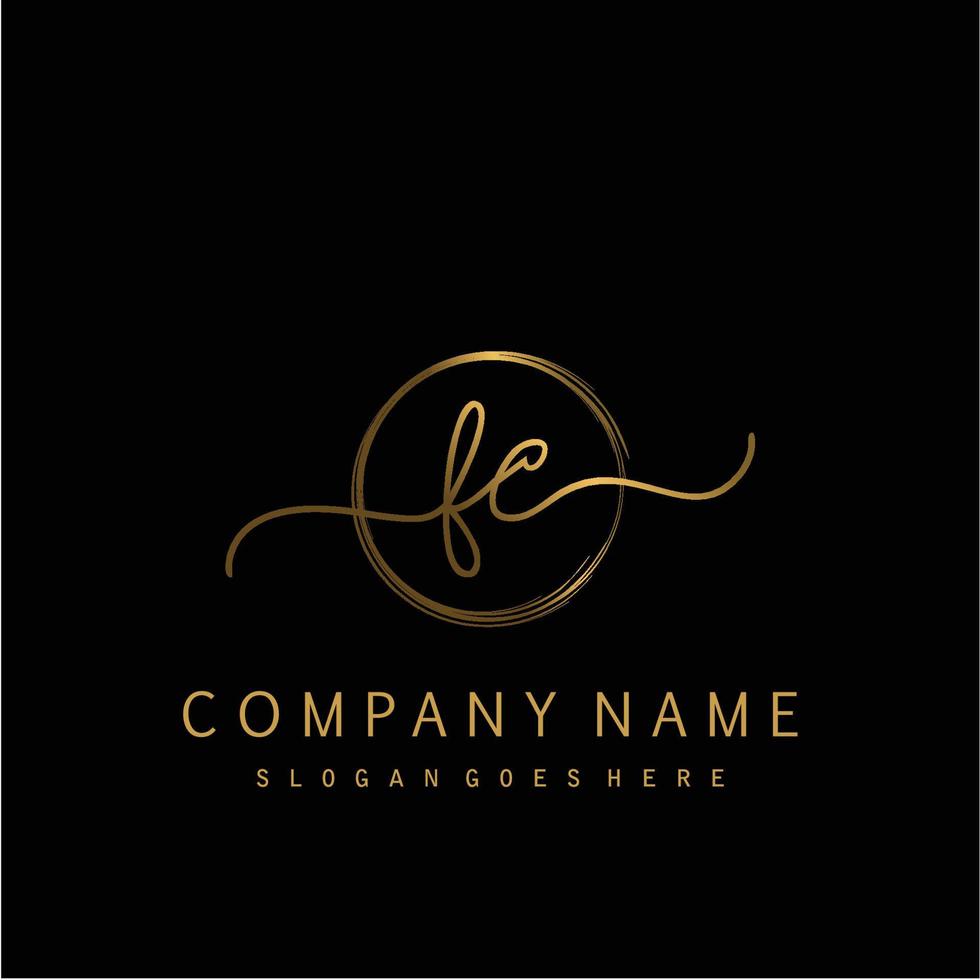Initial FC handwriting logo with circle hand drawn vector