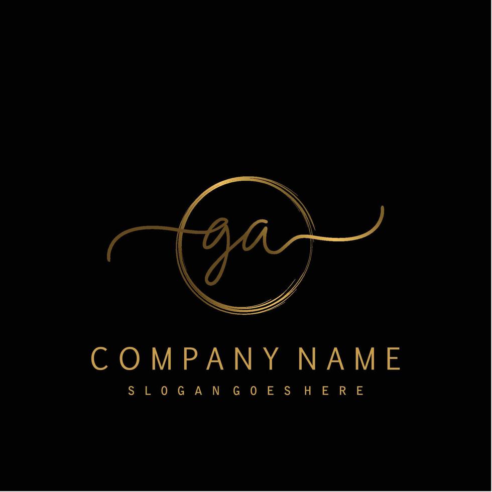 Initial GA handwriting logo with circle hand drawn vector