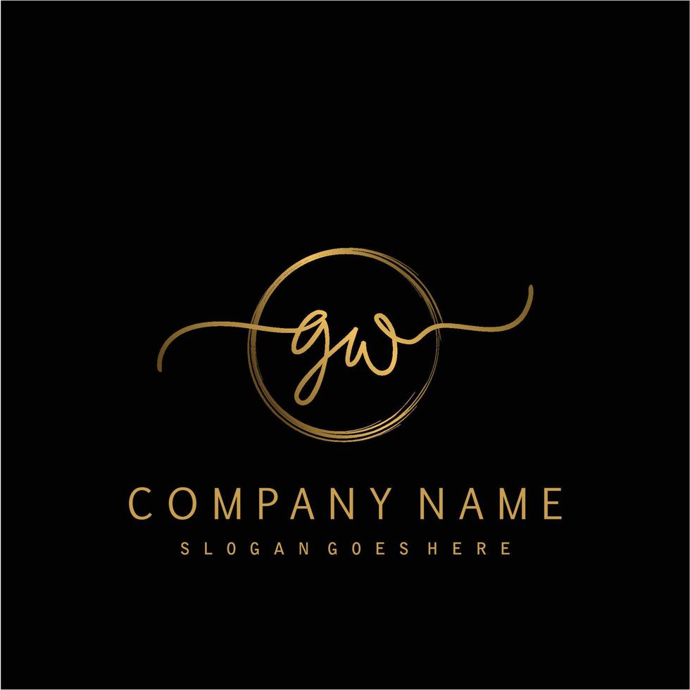 Initial GW handwriting logo with circle hand drawn vector