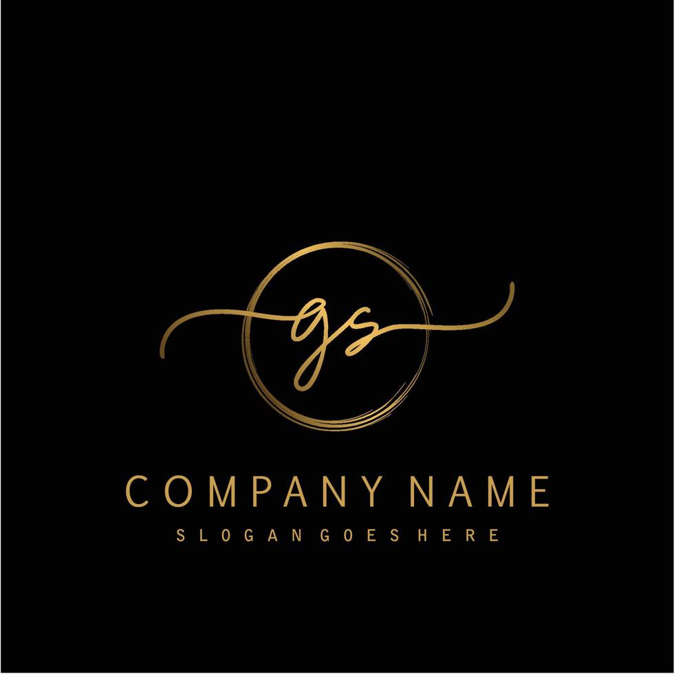 Initial GS handwriting logo with circle hand drawn vector