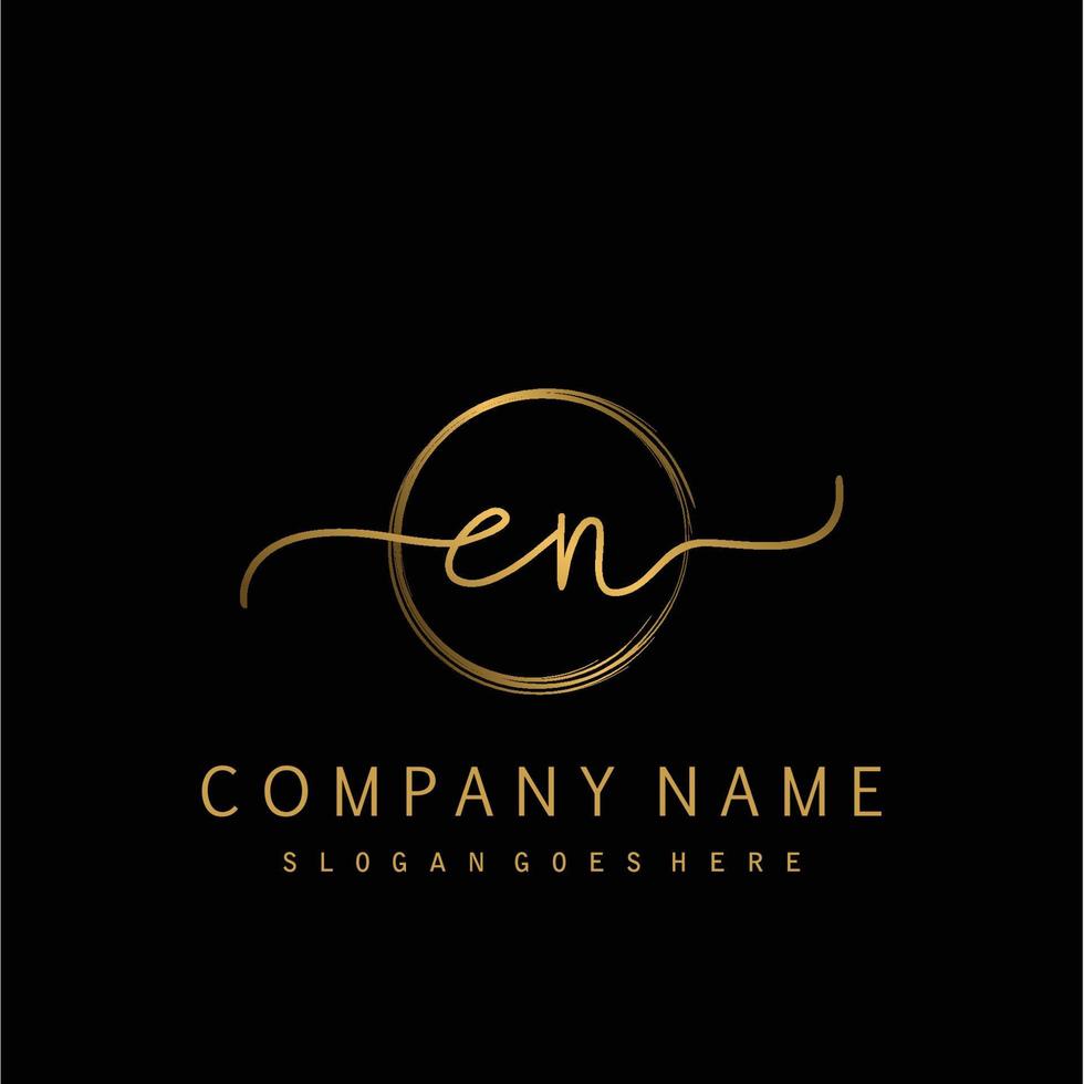 Initial EN handwriting logo with circle hand drawn vector