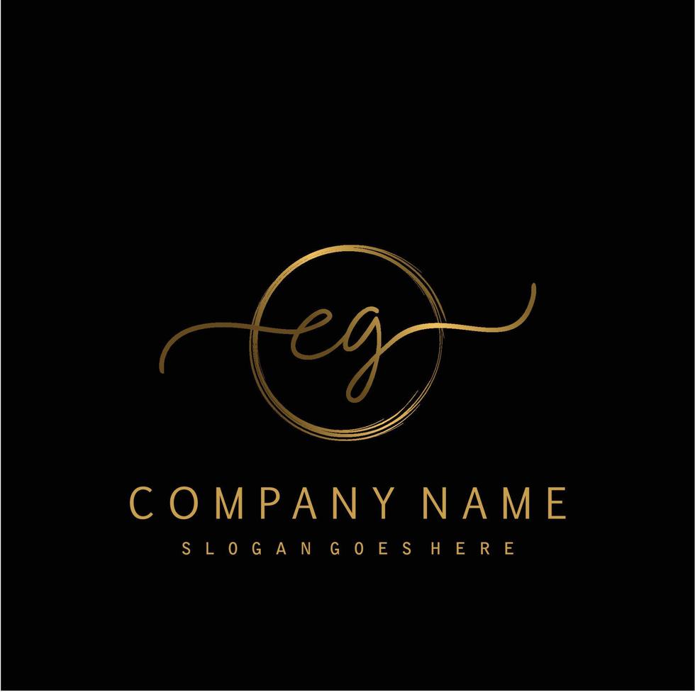 Initial EG handwriting logo with circle hand drawn vector