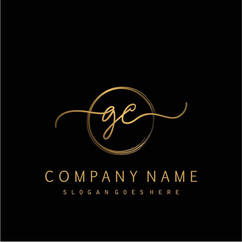 Initial GC handwriting logo with circle hand drawn vector