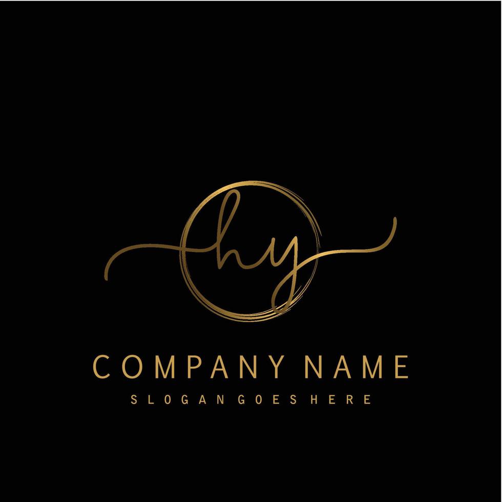 Initial HY handwriting logo with circle hand drawn vector