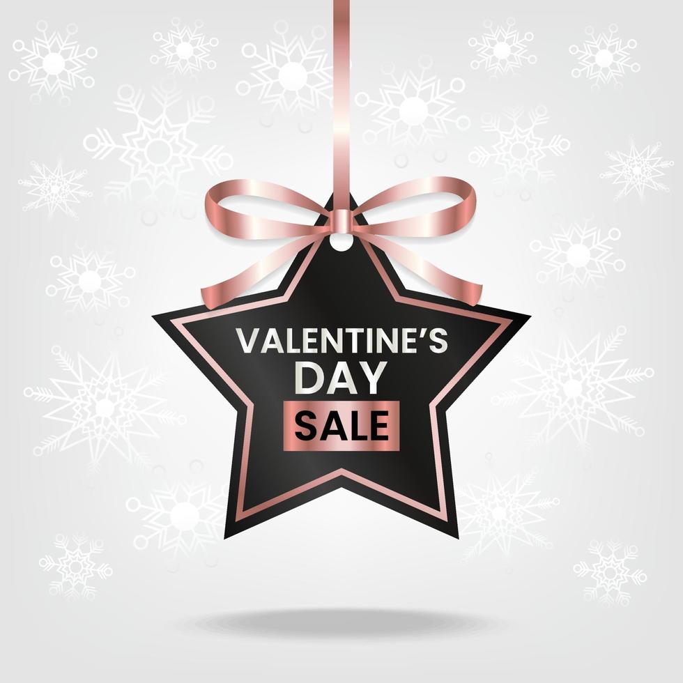 valentine's day sale price tag with pink ribbon vector