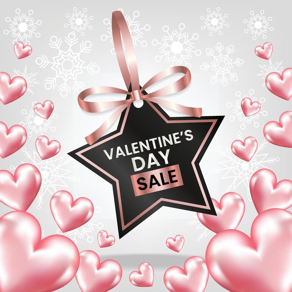 etiqueta de precio de venta del día de san valentín con diseño de vector de cinta rosa sobre fondo blanco