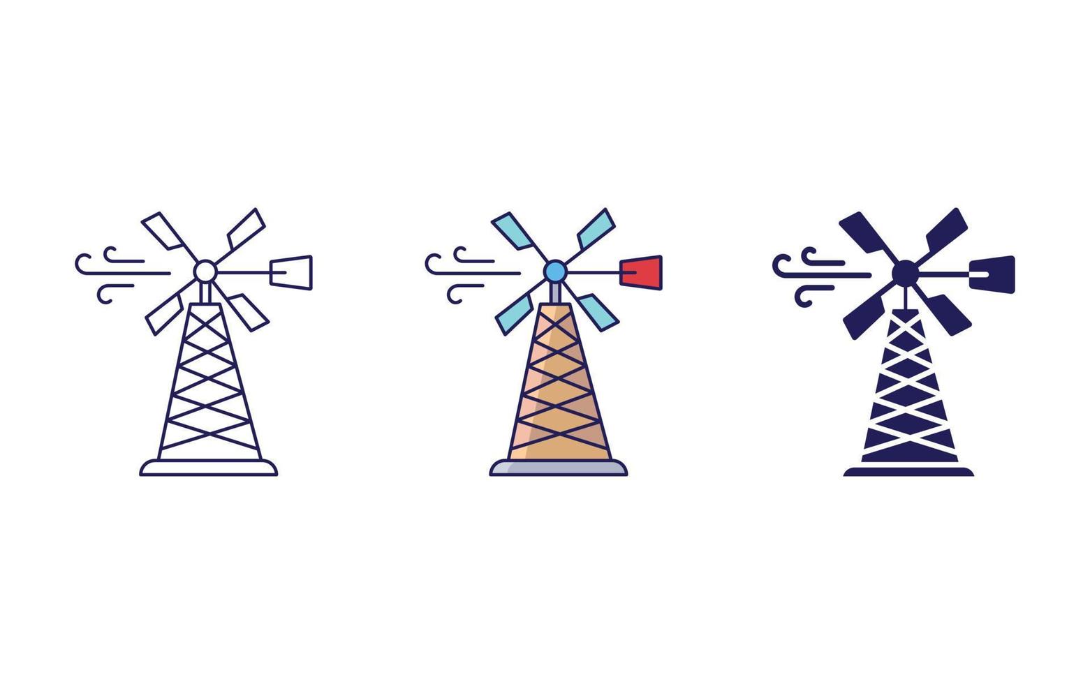 icono de línea de molino de viento aislado sobre fondo blanco, ilustración vectorial vector