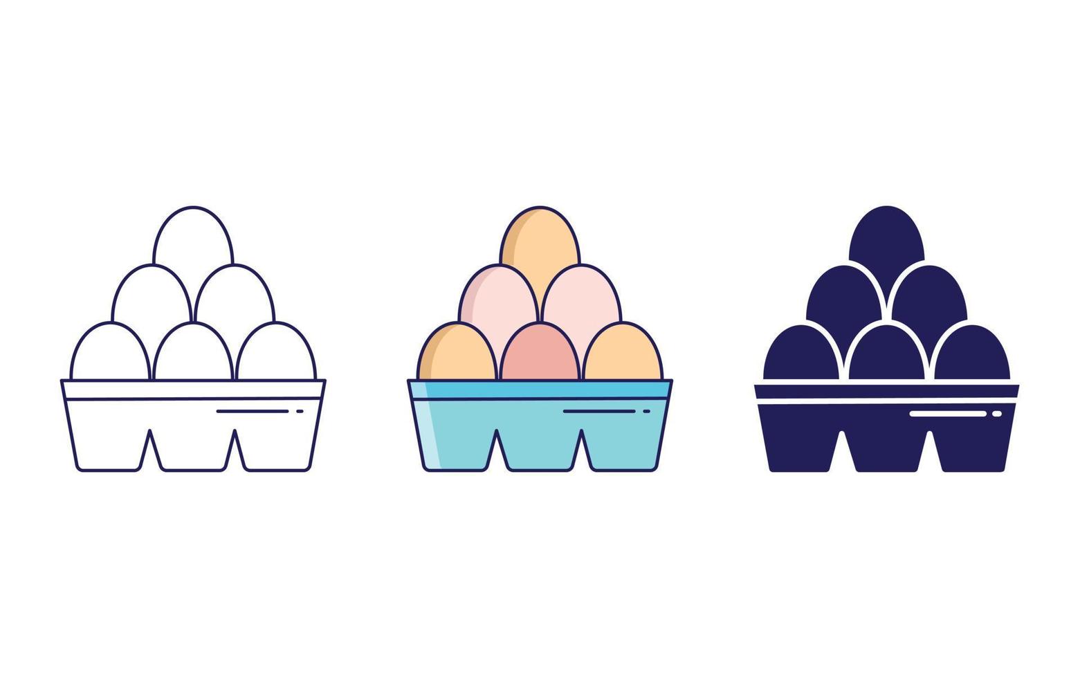 icono de línea de cartón de huevos aislado sobre fondo blanco, ilustración vectorial vector
