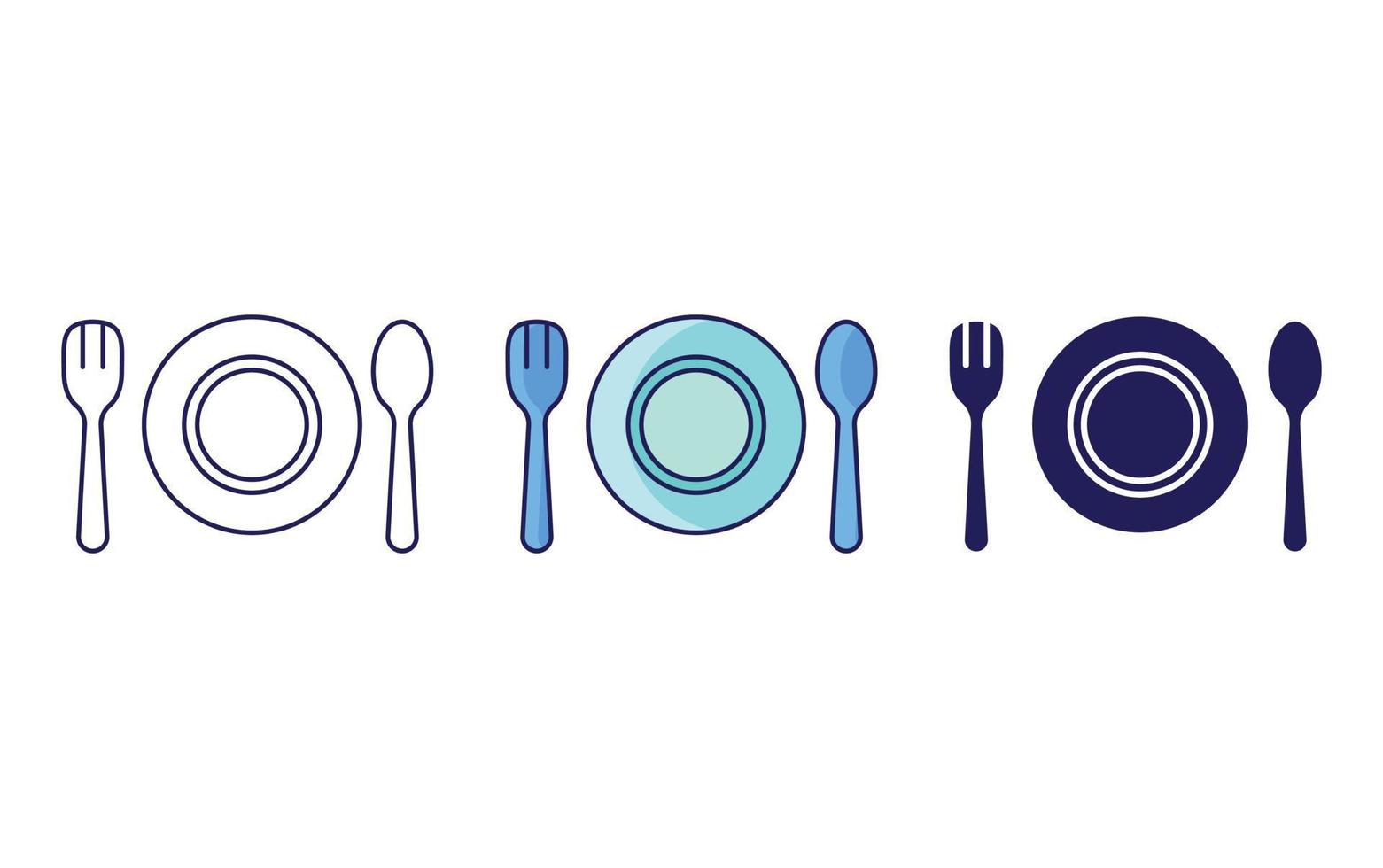 Food Court, Plate and spoon line and glyph icon, isolated vector illustration