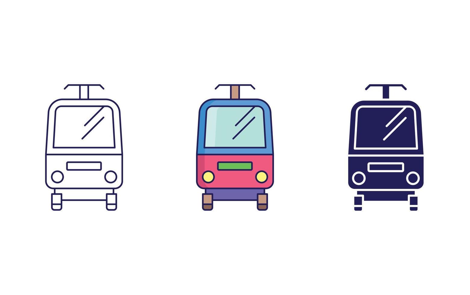 línea de tren de metro e icono de glifo, ilustración de vector aislado