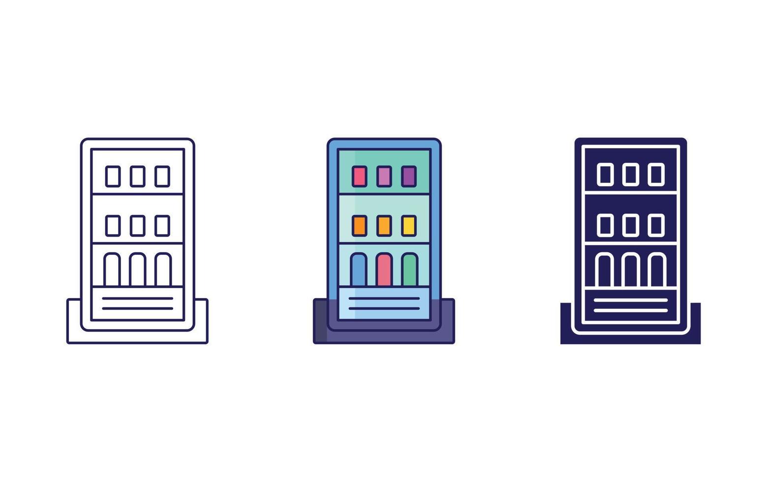 Refrigerator, Soft drinks line and glyph icon, vector illustration