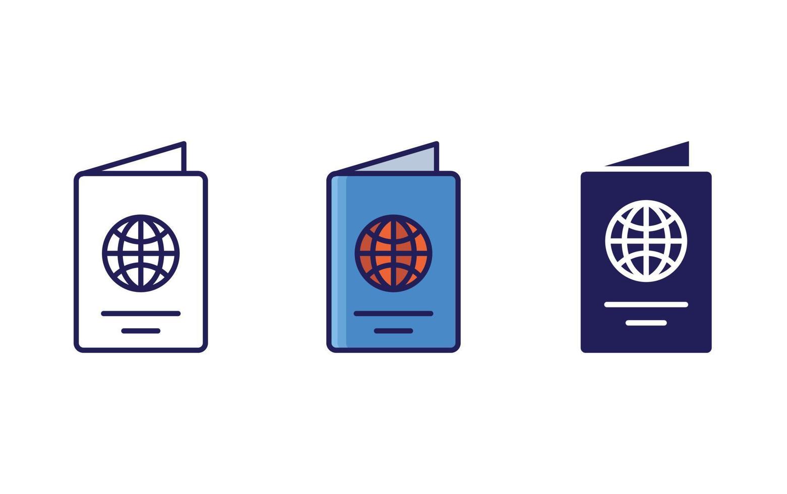 passport line and glyph icon, vector illustration