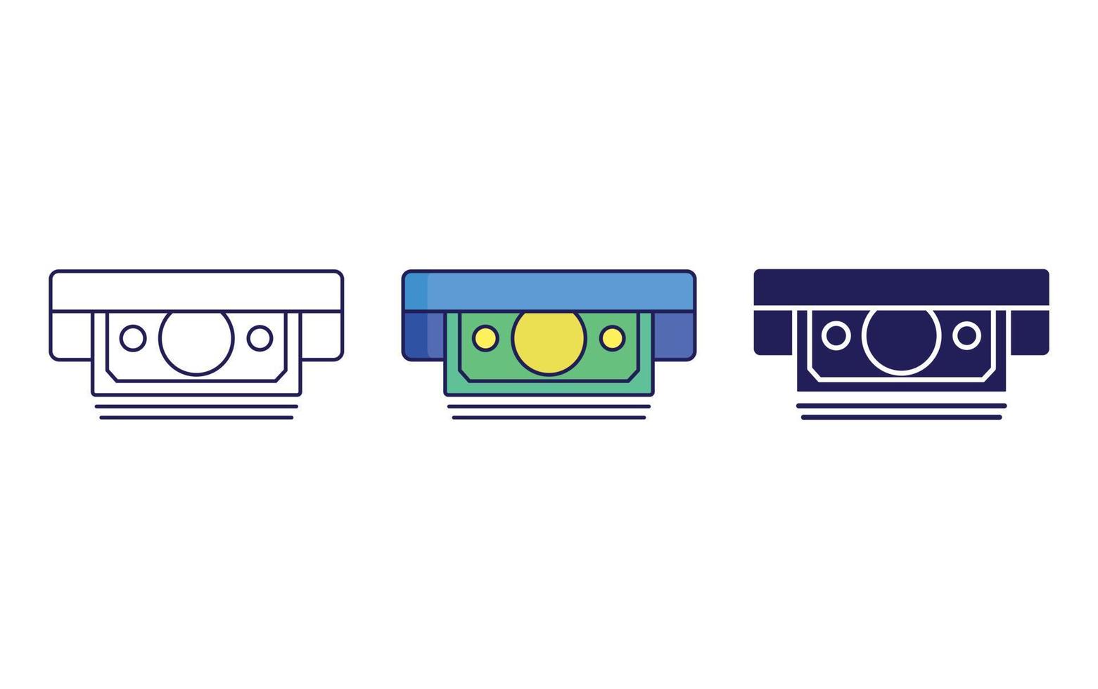 ATM, money withdrawal line and glyph icon, vector illustration