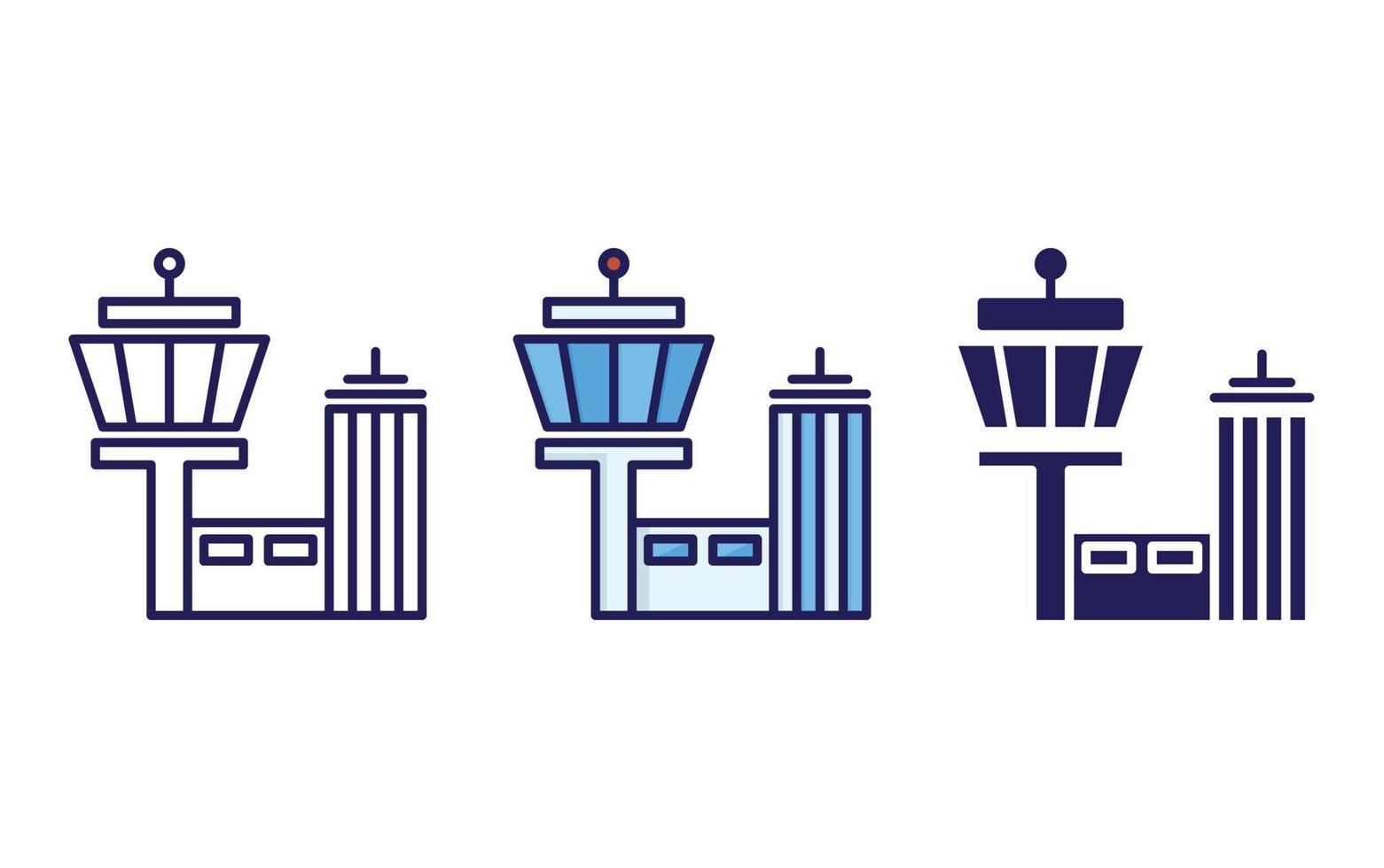 torre de control, línea de aviación e icono de glifo, ilustración vectorial vector