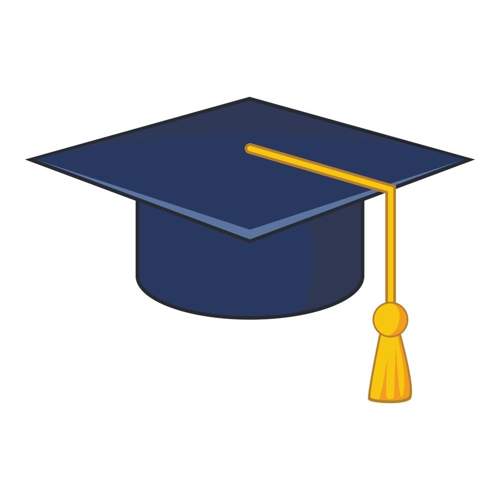 Graduation hat icon, cartoon style vector