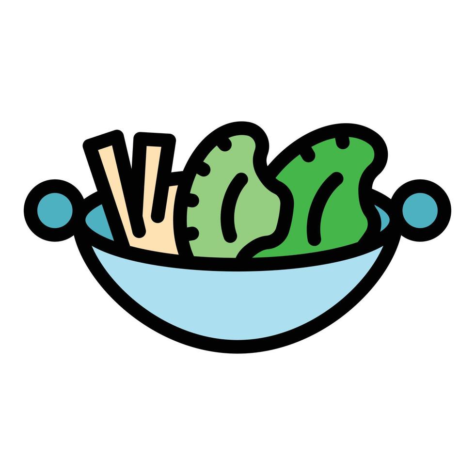 wok menú cocina icono color contorno vector